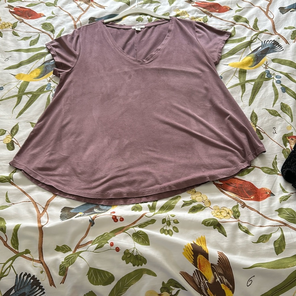 V neck loose fitting “ultra suede“ T-shirt, dusty lavender